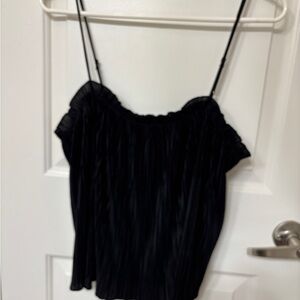 Madewell Black Pleated Camisole with Spaghetti Straps